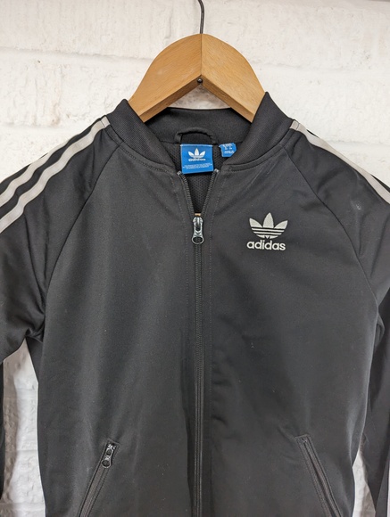 Adidas Originals Full Zip Track Top - Size 6 - Black & White - P2P 17" - Picture 7 of 8